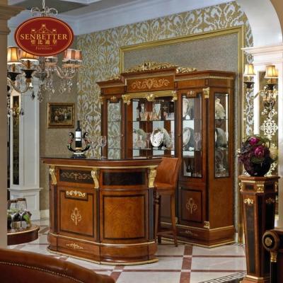 China 0038 solid wood classic wooden bar set, antique luxury bar table and chairs for sale