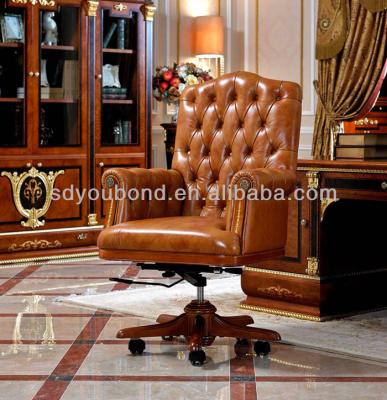 China Classic Executive Style Chair Office Furniture Leather Swivel Wood Office Lift Chair With Armrest for sale