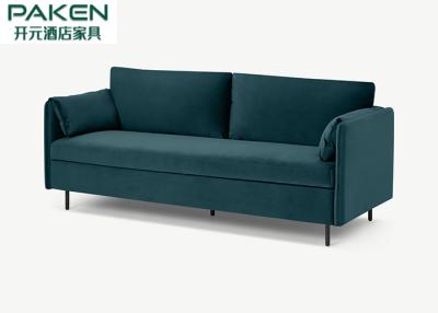 China Blue Velvet High Density Foam Upholstery Hotel Sofa Bed Extend Space for sale