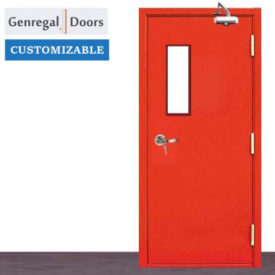 China Contemporary Project 2 O'Clock Fire Steel Metal Door Fire Door With Steel Push Bar Fire Rating Doors for sale