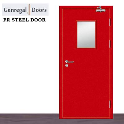 China Health And Environmental BS Approved Commercial Glass Fire Rated Steel Vision Door for sale