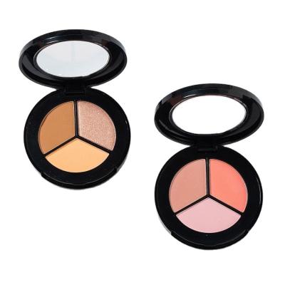 China Vegan AL-070 Highpigment Waterproof Color Face Makeup Customize 3 in 1 Sculptor Palette Waterproof Bronzer Pressed Powder for sale