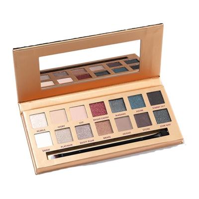 China Makeup Supplier 14 Color Cosmetics Waterproof Eyeshadow Makeup Eye Shimmer Metallic Eyeshadow Palette AL017 for sale