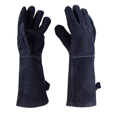 China Long Cuff Heat Resistant Preventing Heat Welding Gloves Scare Split Leather Heat Resistant Gloves for sale