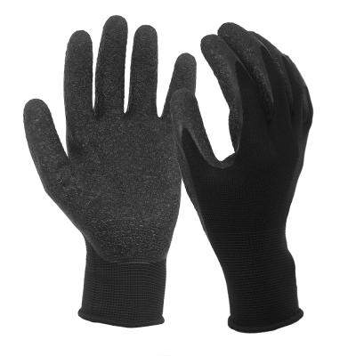 China Oil Ply Resistant Black Anti-Slip Latex Coated Gloves , Flexible Oil Resistant Glove For Hand Protection for sale