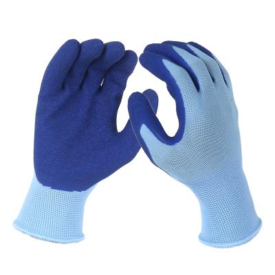 China Oil Resistant Medium Duty 13G Polyester Knitted Shell Crinkle Latex Coated Gloves Safety Work Dipping Glove for sale