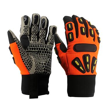 China Shock Resistant TPR Fingers And High Slip Resistance Impact Back Orange Protective Mechanic Gloves For Anti-impact for sale