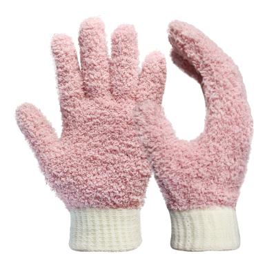 China Durable Pink Cleaning Knitted Gloves for Kitchen Home Car, Household Soft Comfortable Gloves with Elastic Cuff for sale