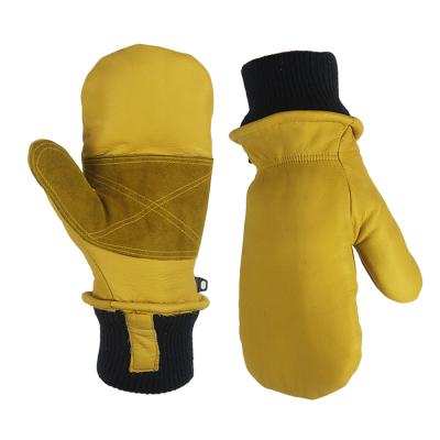 China Double Layer Waterpoof Full Grain Cow Leather Gloves With Removable Coating Anti Abrasion Palm, Warm Winter Glove for sale