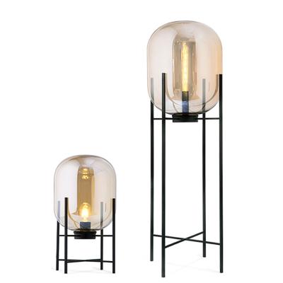 China Wholesale Contemporary Nordic Simple Modern Hotel Industrial Bedroom Corner Warm White E27 Glass Led Floor Lamps For Living Room for sale