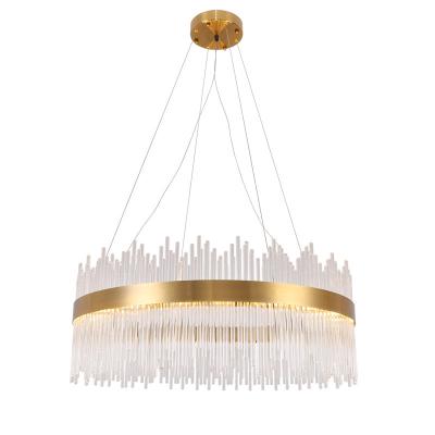 China Modern Clear Luxury Round Material Glass Rod Pendant Lamps Nordic Fashion Style LED Dimmable Hanging Light Fixtures for sale