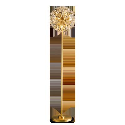 China Modern Traditional Copper Floor Lamp Flower Crystal Standing Lamp For Foyer Hotel Church Home Project Art Decoration With G9 Lamp for sale