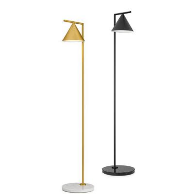 China Modern Modern Gold Metal Plated Black Marble Floor Lamp Decorative Art Home Hotel Project Standing Lamp for sale