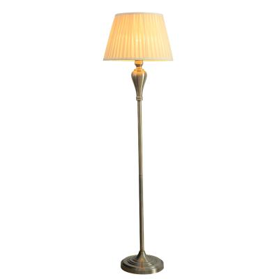 China Modern Classic Style Copper Floor Standing Lamp Simple White Fabric Floor Light For Hotel Cofe Living Room Corner E27 LED Lamp for sale