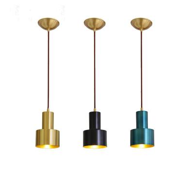 China Hotel All Small Modern Nordic Copper Single Head E27 Pendant Light Hanging Lamp For Home Bar Cofe Art Decoration for sale