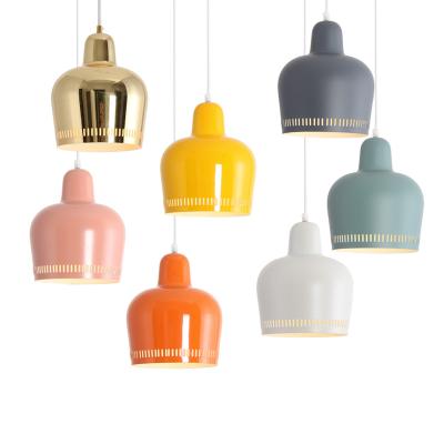 China Colorful Hotel Metal Pendant Lights Nordic Modern Simple Living Room E27 LED Bedroom Restaurant Indoor Lighting Lamp for sale