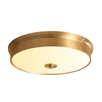 China Surface Mounted Retro American LED Ceiling Light Simple Glass Shade Bedroom Balcony Corridor Real Brass Ceiling Mounted Lamp Indoor Lighting for sale