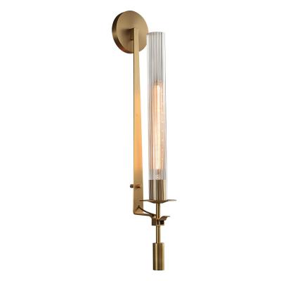 China Aisle Bedroom Living Room Sconce Wall Light Real Vintage Single Light American Classic Brass Industrial Glass Wall Mounted Lights for sale