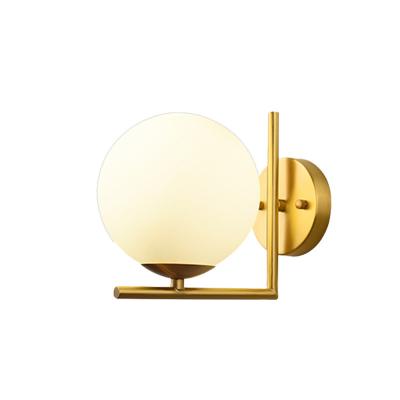 China Modern Simple Brass Wall Lamp Round Glass Ball Lighting Fixture Decoration Nordic Home Globe Lights for sale