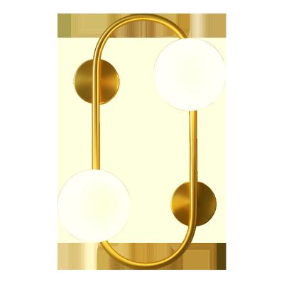 China Fashion Modern Modern Glass Wall Lights Nordic Luxury Indoor Brass Bedroom Lamp Real Wall Sconce Decoration Fast Shipping for sale