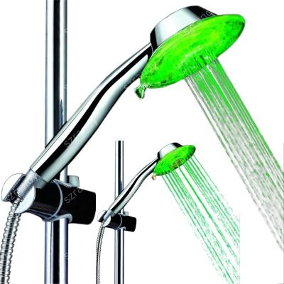 China Without Switch Eco-friendly Green Color Bathroom Hydraulic Powered Led Waterfall Shower Head for sale