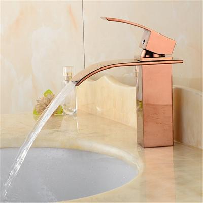 China Waterfall Contemporary Single Handle Bathroom Sink Faucet Basin Mixer Tap for sale