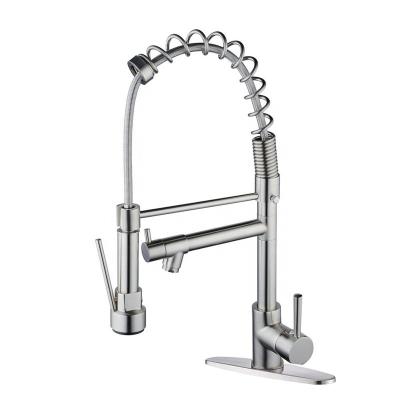 China Sense Faucets Brushed Nickel Brass Single Level Faucet With Pull Down Sprayer for sale