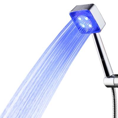 China Without Bathroom Simple Blue Color Water Power Diverter Best Color LED Light Showerhead for sale