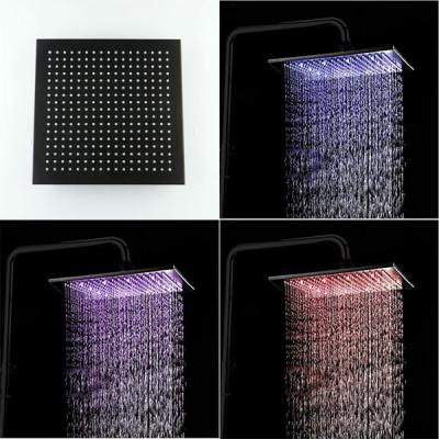 China No Diverter 12 Inch LED Stainless Steel Square Slim Rainfall Shower Head, Oil Rubbed Bronze No Shower Arm for sale