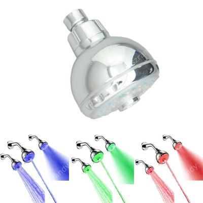 China Without Slide Bar Adjustable Water Jets 3 Temperature Control 3 Color Led Shower Head In RGB for sale