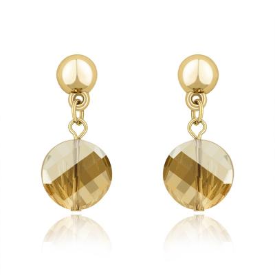 China FASHIONABLE Yellow Crystal Quartz Limb Round Briollete14K Gold Crystal Earrings for sale