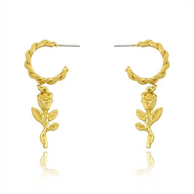 China New FASHIONABLE Design Ladies 18K Gold Plated Rose Gold Circle Dangle Earrings for sale