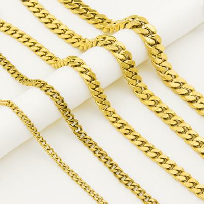 China 2021 TRENDY Men's Fashion Hip-Hop Gold Chain 18K Gold True With Hog Ending Cuban Constraint Chain Miami Short Necklace for sale