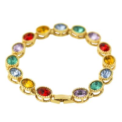 China TRENDY 18K Gold Plated Charm Bracelet with AAA Zircon and Beautiful Fashion Health Care Lead Free Nickel Colored Crystal Accesso for sale