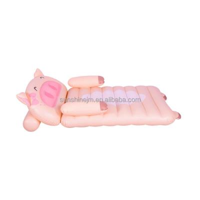 China 2021 new desgin pvc toys cartoon pig inflatable bed air bed inflatable mattress swimming pool float for sale