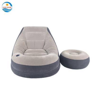 China Foldable Sun Accept Custom Logo Comfort Experience PVC Assembled To Relax Inflatable Air Sofa With Stool for sale