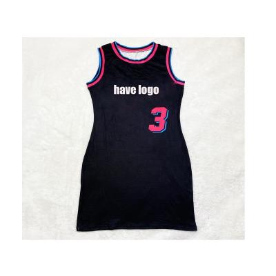 China Breathable Hot Selling Ladies T-shirt Dress Women Summer Dress Sleeveless One-Piece Basketball Tank Top Dress For Women for sale