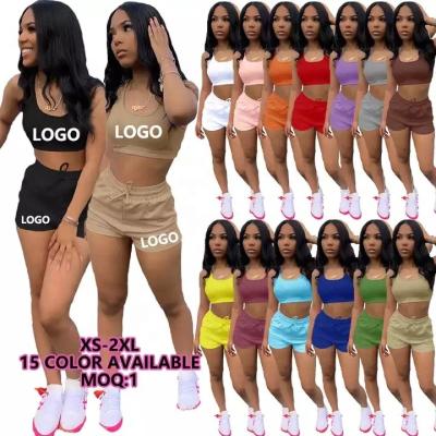 China QUICK DRY Custom Summer Outfits 2 Piece Set Crop Tank Top Jogger Biker Women Clothing Shorts Set Lounge Wear Shorts Two Piece Sets for sale