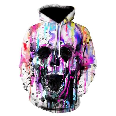 China Breathable Young Man Apparel Manufacturers Custom Printing Pullover Hoodies Skull 3d Unisex Polyester Luxury Hoodie For Men for sale