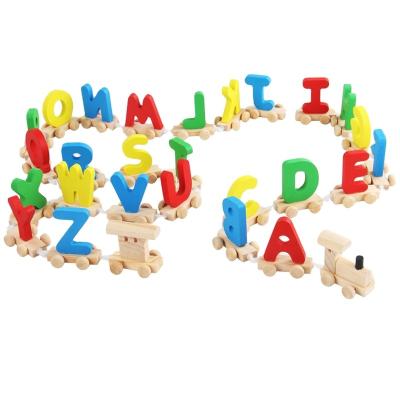 China 2022 Wooden Railway Preschool Toddler Game of Hot Selling ABC Letter Train Alphabet Kids Educational Toy for sale