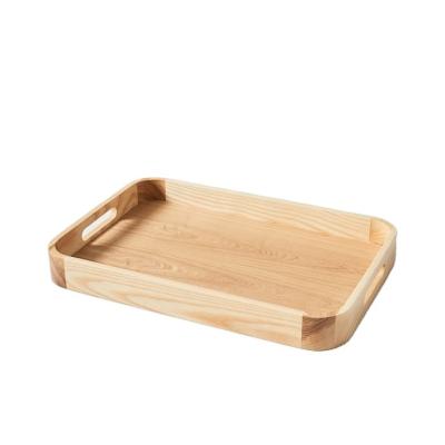 China Safe wooden food stored tray made of round corner solid wood tray with gently rounded edges for sale