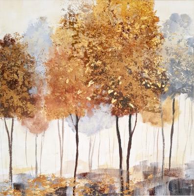 China Landscape factory supply custom oil painting for gifts and home decorations print golden tree for sale