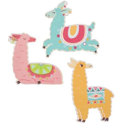 China Europe 3pcs Laser Cut Printed Color Llamas Cute Wooden Shapes For Decoration for sale