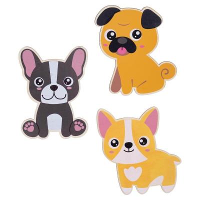 China China High Quality Custom 3 Pieces Printed Wooden Ornaments Animals Shapes Cutout For Decor for sale