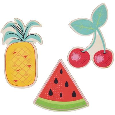 China China 3pieces Printed Color Wooden Ornament Laser Cut Shapes Fruit Wooden Cherry For Decoration for sale