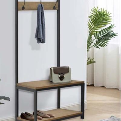 China Minimalist Wall Clothing Rack With One Storage, Shoe Cabinet, Wooden Ladder Type Metal Rack Or Display Rack Against The Wall Shelf for sale