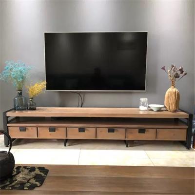 China Country low cabinet (the other) of retro solid wood TV cabinet living room wrought iron small adjustable apartment combination for sale