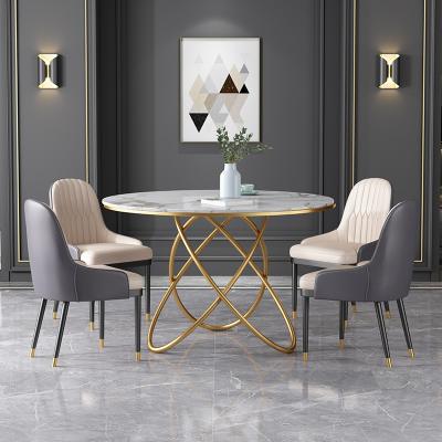 China Dining Table And Chair Combination Premium Marble Household Around Dining Room for sale