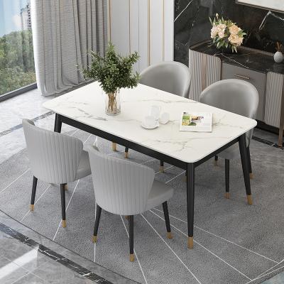 China High Class Simple Dining Table And Chair Combination With Rectangular Rock Plate For Small Home for sale