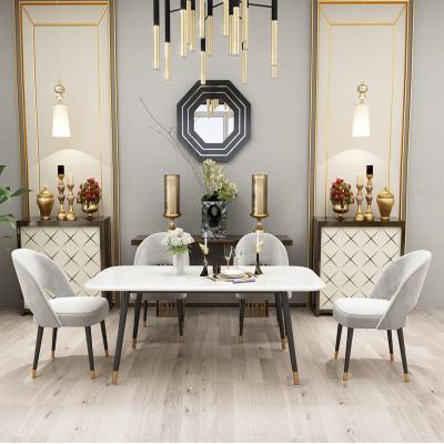 China Premium Quality Nordic Marble Rectangular Dining Table Rock Dish Simple Light Luxury Dining Table And Chair for sale